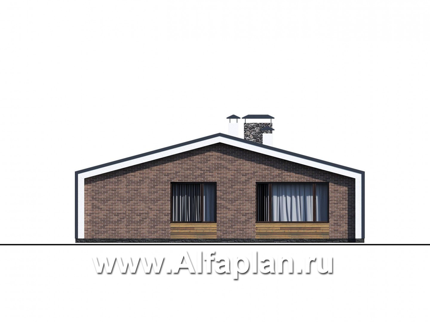 Проекты домов Альфаплан - «Веда» - проект одноэтажного дома с сауной, с террасой, в стиле барн - изображение фасада №3