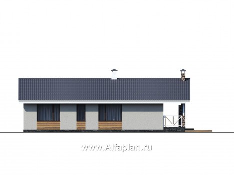 Проекты домов Альфаплан - «Мелета» - уютный одноэтажный дом с террасой - превью фасада №4
