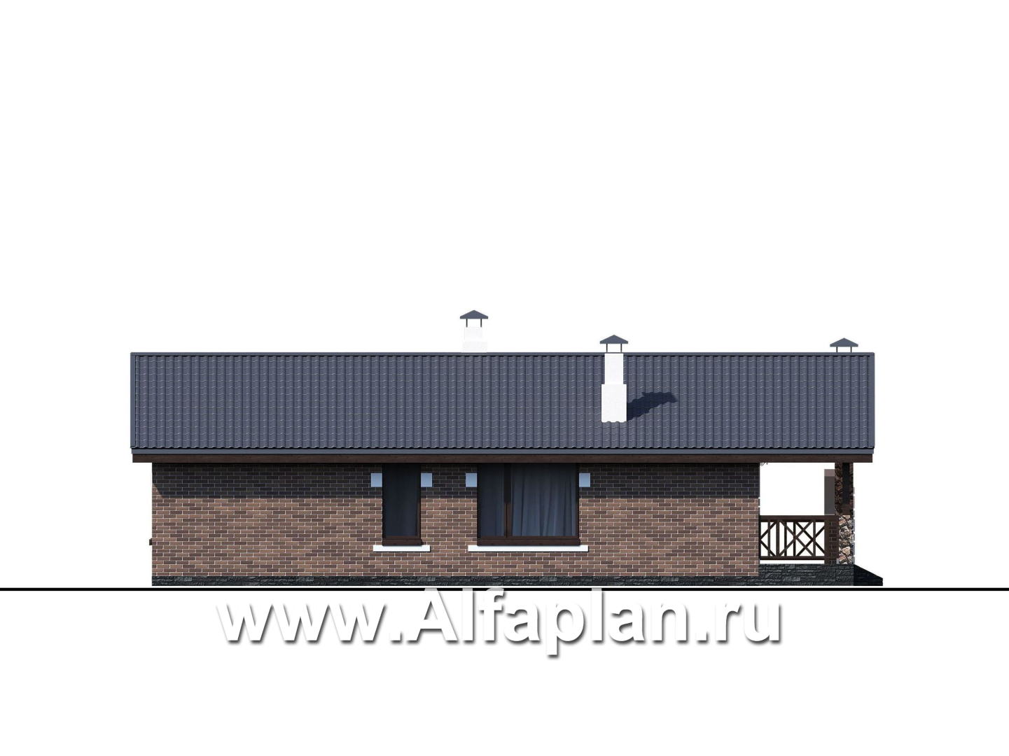 Проекты домов Альфаплан - «Родия» - одноэтажный коттедж с двускатной кровлей - изображение фасада №4