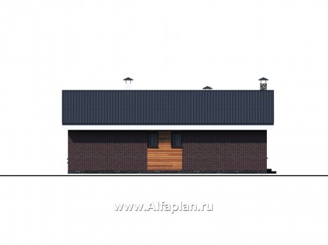 Проекты домов Альфаплан - «Веда» - проект одноэтажного дома с двускатной кровлей (три спальни) - превью фасада №1