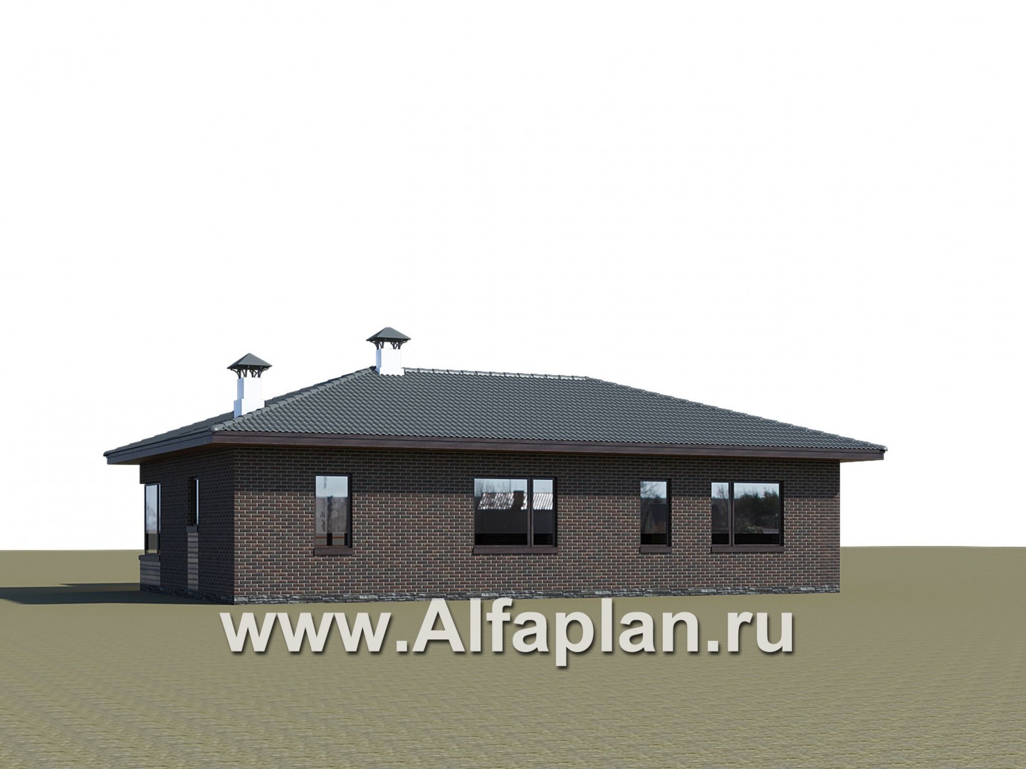 Проекты домов Альфаплан - "Соната" - проект одноэтажного дома, с террасой, 3 спальни, в современном стиле - дополнительное изображение №2