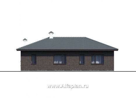 Проекты домов Альфаплан - "Соната" - проект одноэтажного дома, с террасой, 3 спальни, в современном стиле - превью фасада №3