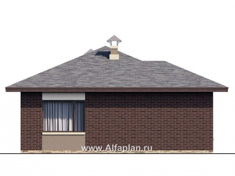 Проекты домов Альфаплан - «Дега» - проект одноэтажного дома из газобетона, с террасой, 2 спальни - превью фасада №3