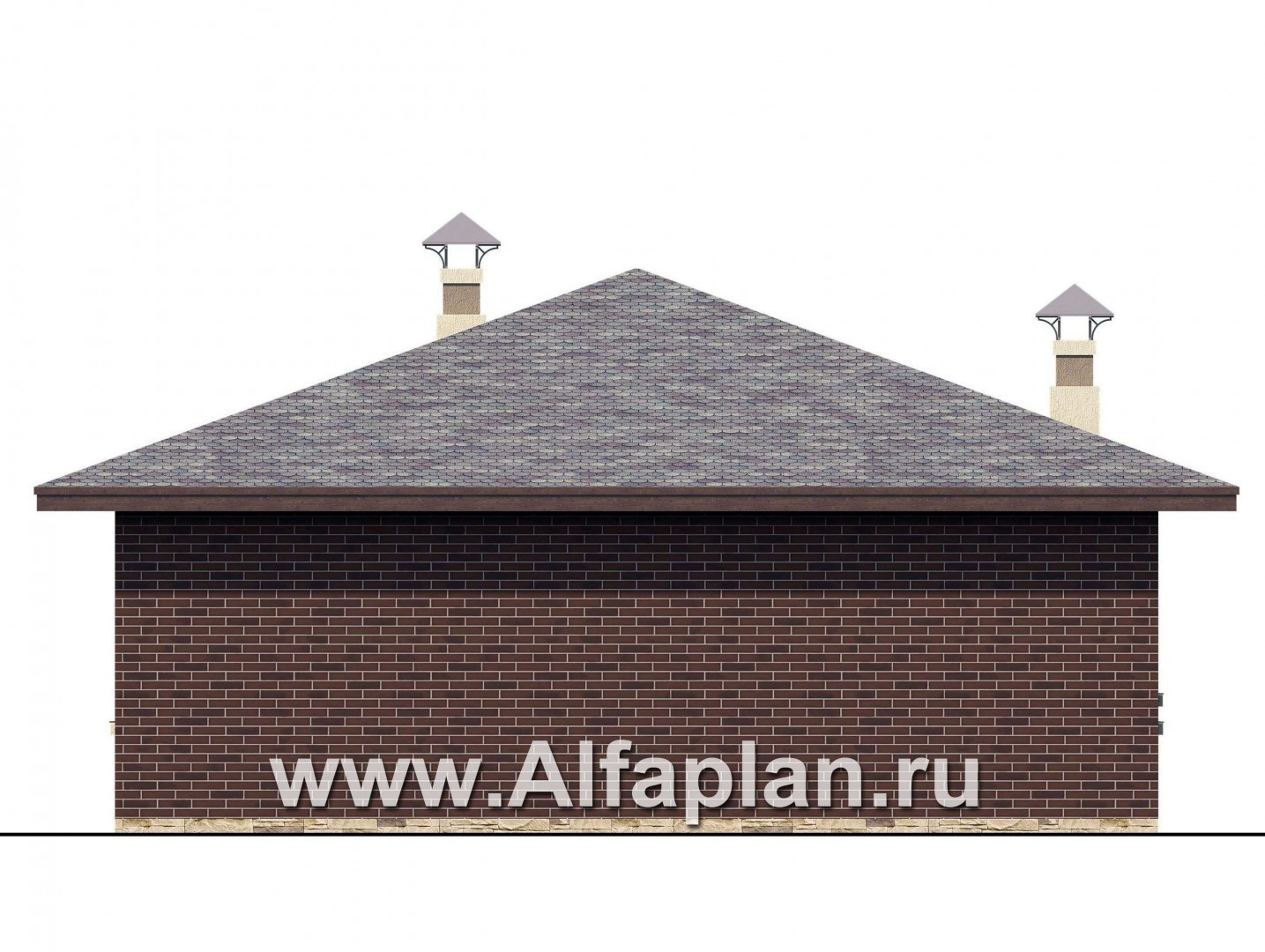 Проекты домов Альфаплан - «Дега» - проект одноэтажного дома из газобетона, с террасой, 2 спальни - изображение фасада №4