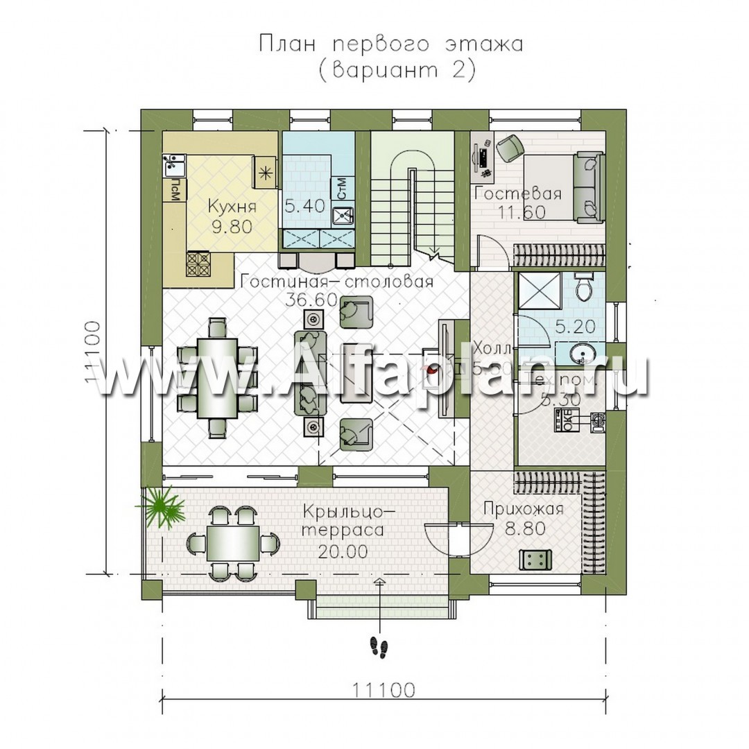 Проекты домов Альфаплан - "Римские каникулы" - проект дома с двусветной гостиной - изображение плана проекта №2