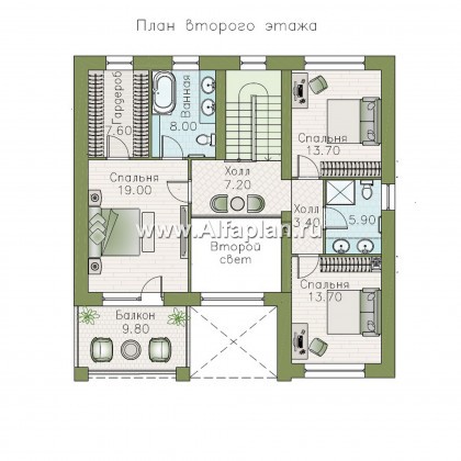 Проекты домов Альфаплан - "Римские каникулы" - проект дома с двусветной гостиной - превью плана проекта №3