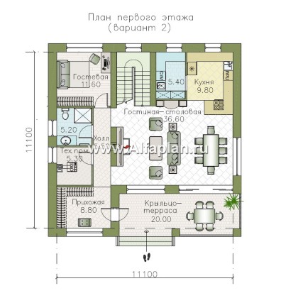 «Римские каникулы» - проект двухэтажного дома, с террасой, в классическом стиле - превью план дома
