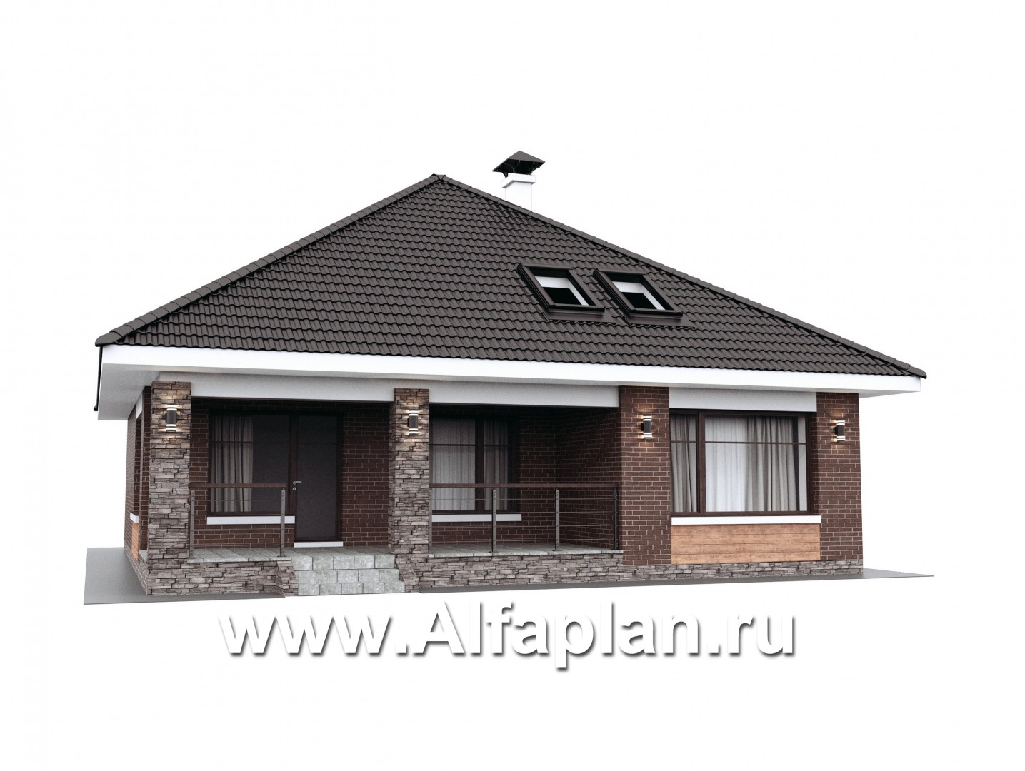 Проекты домов Альфаплан - "Перспектива" - проект дома с мансардой, с террасой, с мансардными окнами, в современном стиле - дополнительное изображение №2
