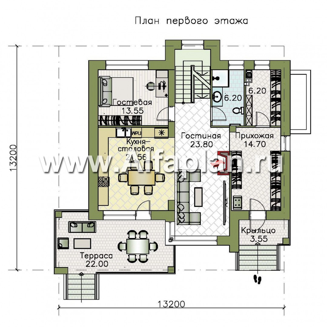 Проекты домов Альфаплан - «Серотонин» - проект современного хай-тек дома с плоской кровлей и цокольным этажом - план проекта №2