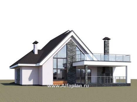 «Амарант» - проект современного коттеджа с мансардой, с террасой и балконом - превью дополнительного изображения №3