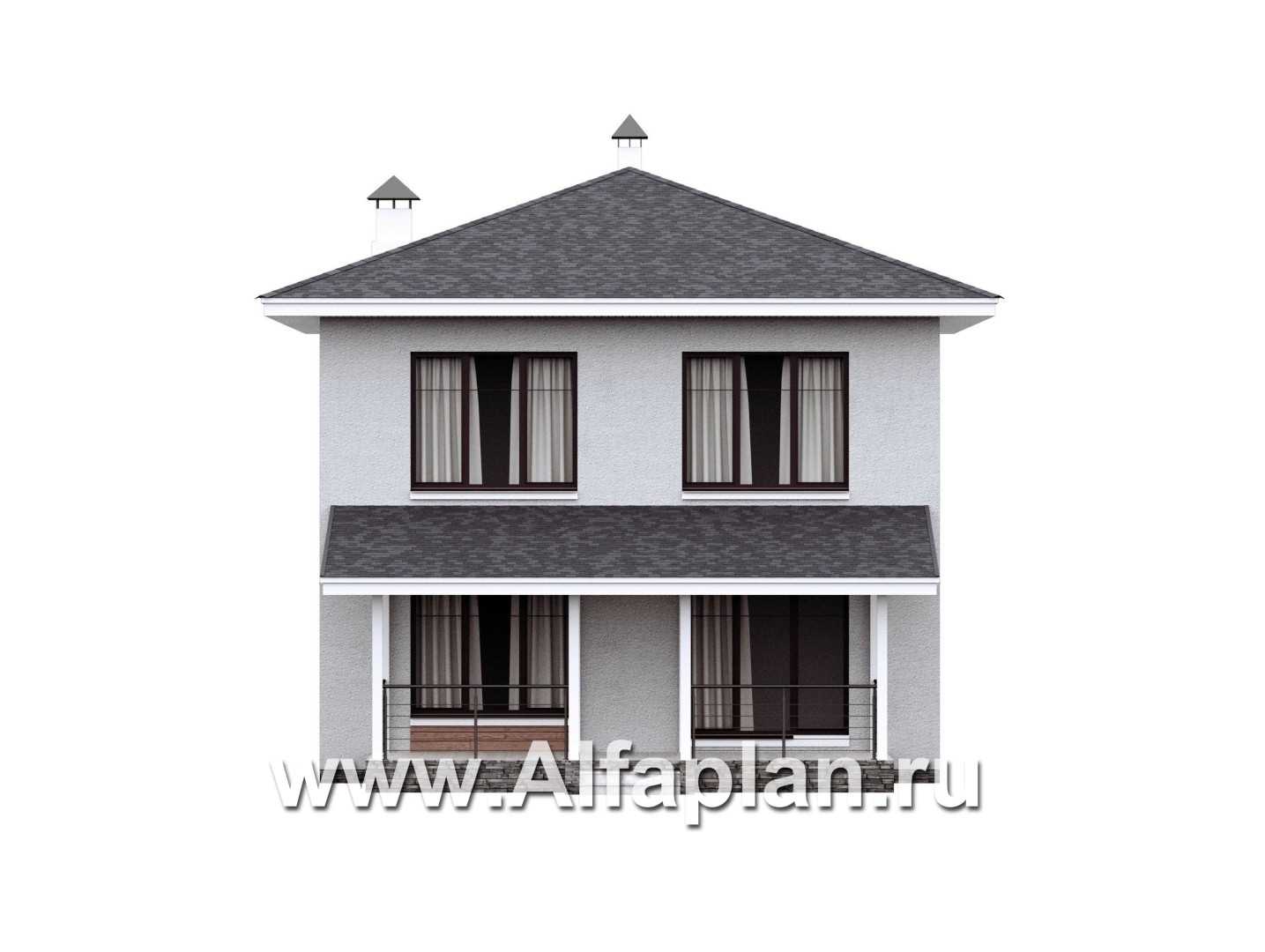 Проекты домов Альфаплан - Проект экономичного комфортного дома из газобетона - изображение фасада №4