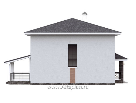 Проекты домов Альфаплан - "Антропный принцип" - проект экономичного дома со вторым светом из газобетона - превью фасада №3