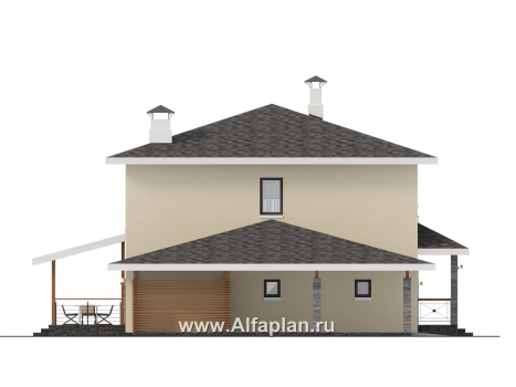 Проекты домов Альфаплан - "Остров сокровищ" - проект экономичного дома с гаражом и навесом для автомобилей - превью фасада №3