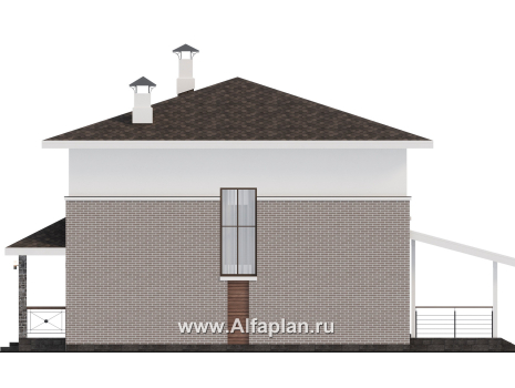 Проекты домов Альфаплан - "Остров сокровищ" - проект комфортного, простого дома из газобетона - превью фасада №2