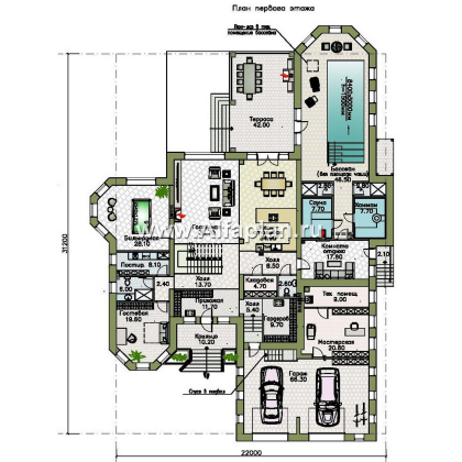 Проекты домов Альфаплан - "Дворянское гнездо" - семейный особняк в русском стиле - превью плана проекта №1