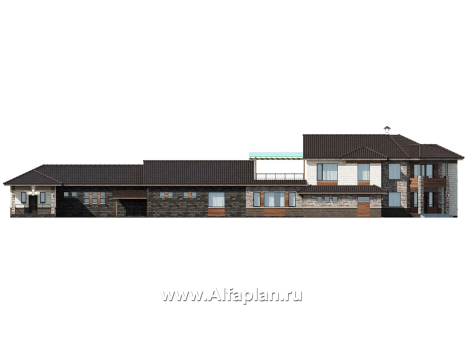 Проекты домов Альфаплан - "Шахерезада" - семейная вилла с бассейном и гаражом - превью фасада №3