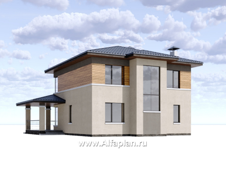 Проекты домов Альфаплан - "Монтана" - проект двухэтажного дома из кирпичей в стиле прерий (Райта) - превью дополнительного изображения №2