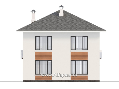 «Отрадное» - проект двухэтажного дома из газобетона, с террасой на главном фасаде - превью фасада дома