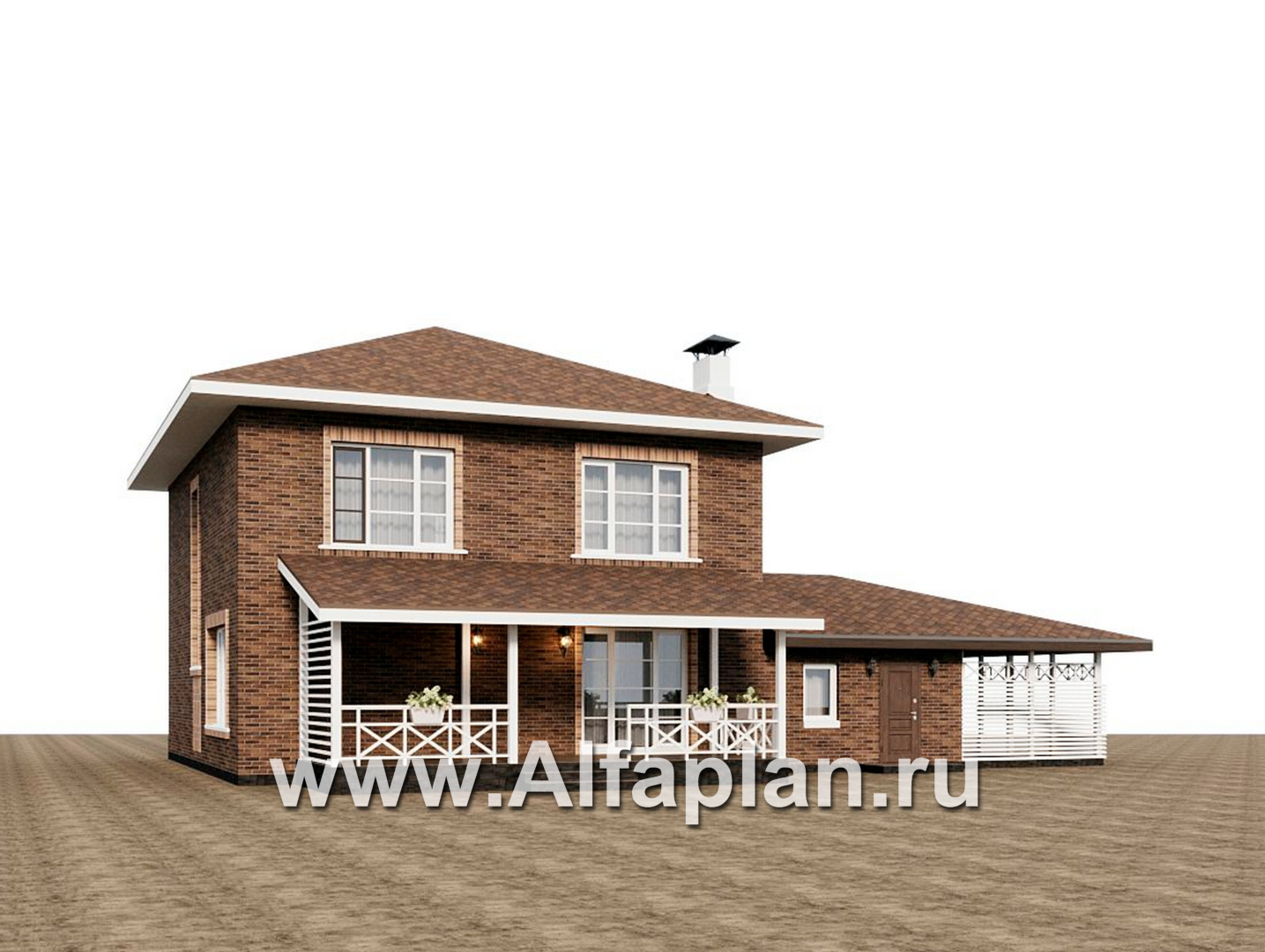 Проекты домов Альфаплан - "Сайма" - двухэтажный дом из кирпичей в баварском стиле, с гаражом - дополнительное изображение №3