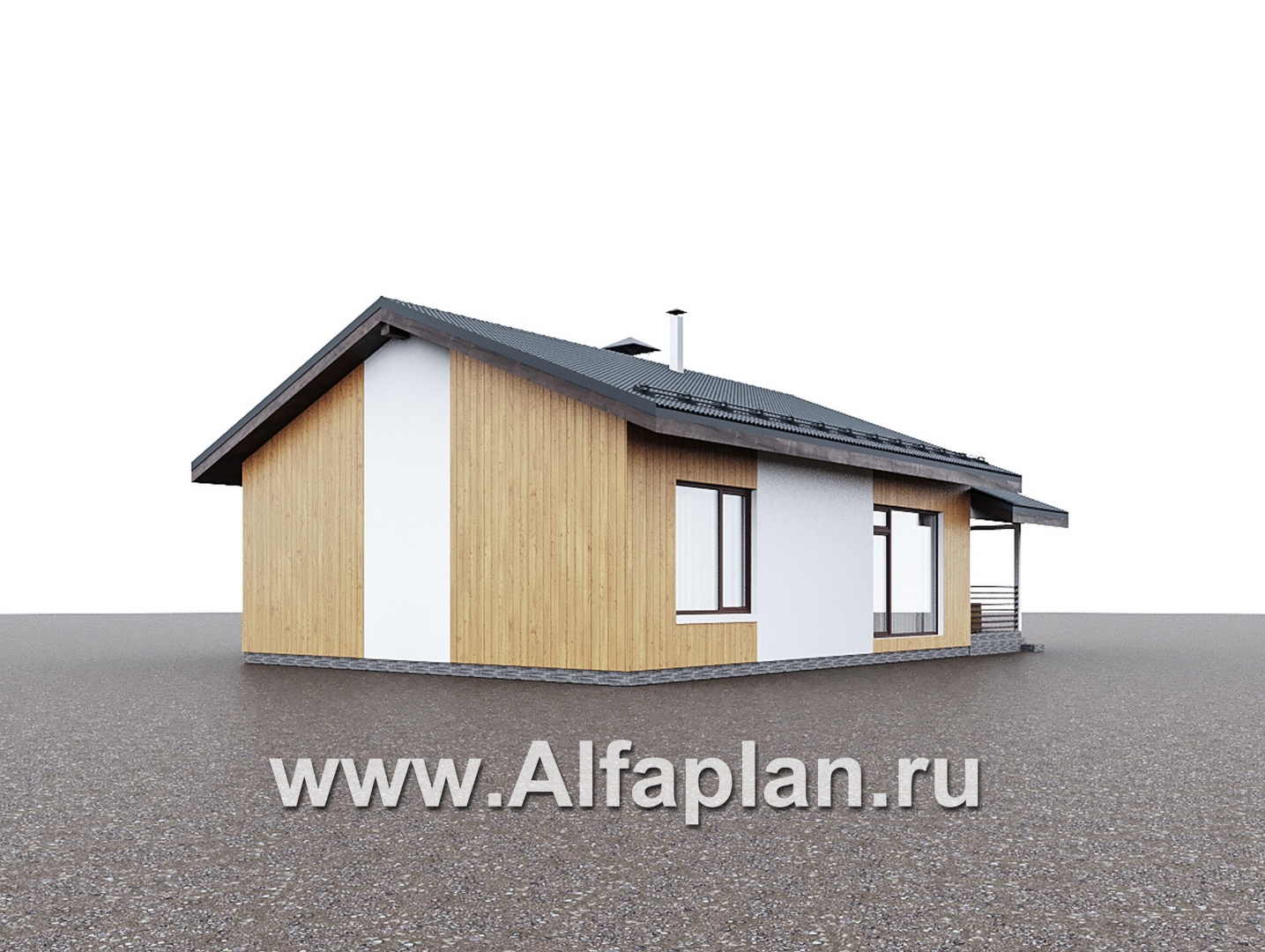 Проекты домов Альфаплан - "Литен" - проект маленького одноэтажного дома с комфортной планировкой, с террасой - дополнительное изображение №6