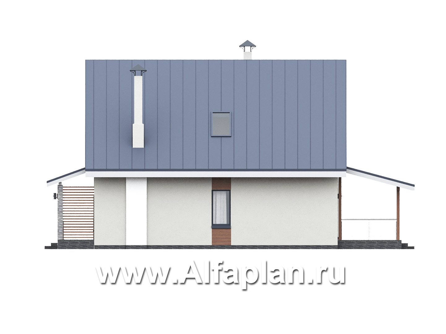 Проекты домов Альфаплан - "Генезис" - проект дома с мансардой, с террасой в современном стиле - изображение фасада №2