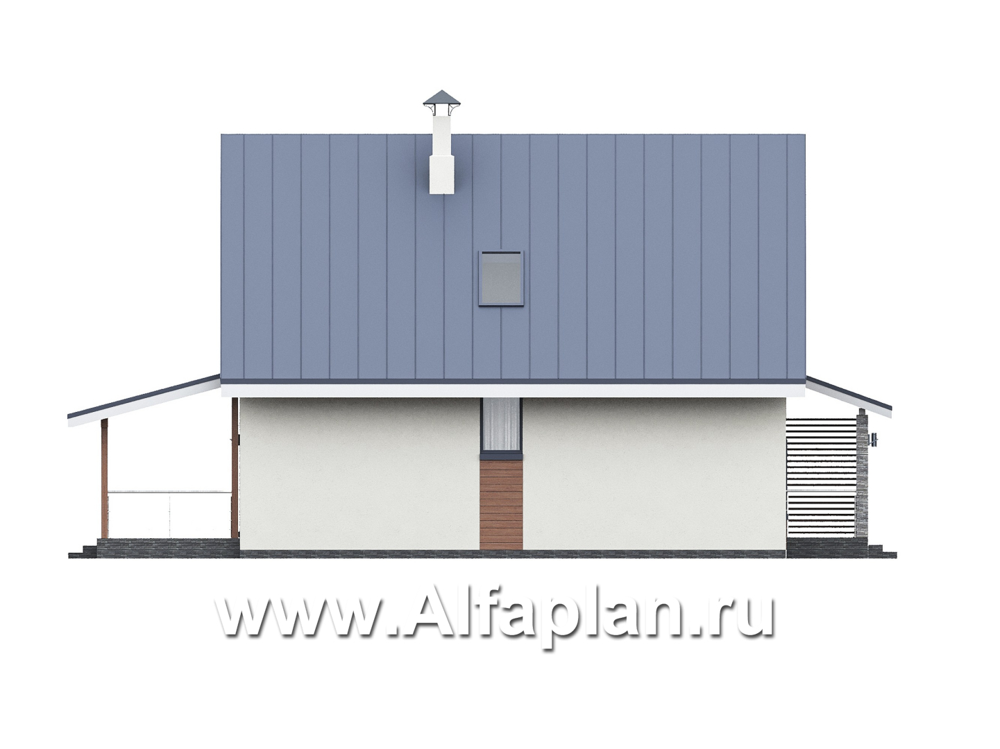 Проекты домов Альфаплан - "Генезис" - проект дома с мансардой, с террасой в современном стиле - изображение фасада №3