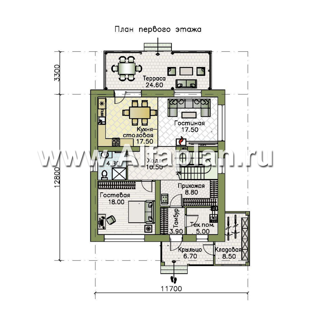 «Династия» - проект дома с мансардой, с террасой, мастер спальня - план дома