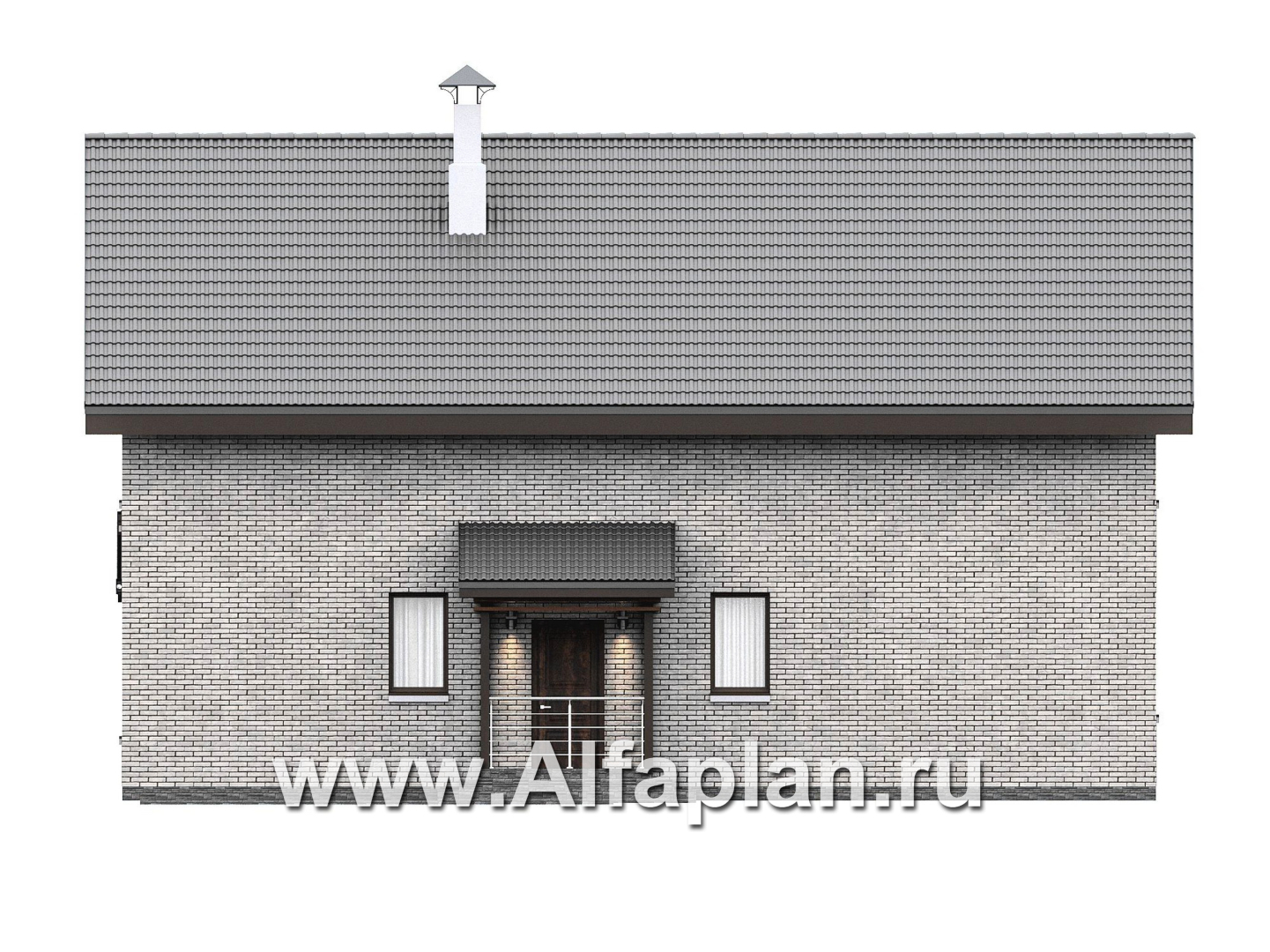 Проекты домов Альфаплан - "Мой путь" - проект дома из газобетона, 2 этажа, с террасой и с 5-ю спальнями - изображение фасада №2
