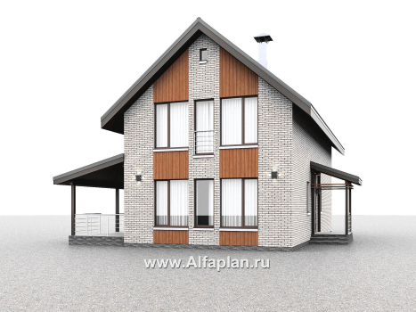 Проекты домов Альфаплан - "Мой путь" - проект дома из газобетона, 2 этажа, с террасой и с 5-ю спальнями - превью дополнительного изображения №1