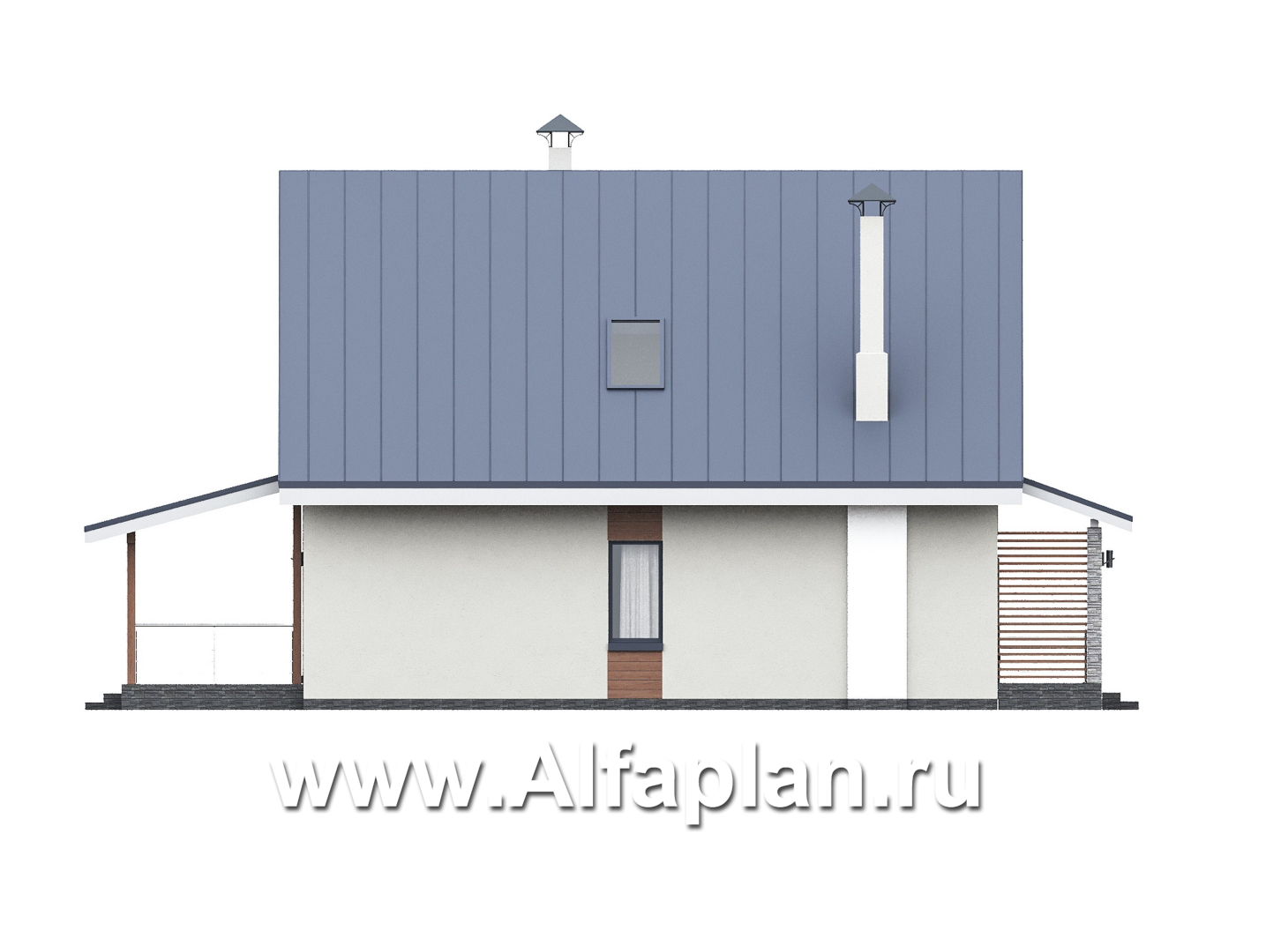 Проекты домов Альфаплан - "Генезис" - проект дома с мансардой, с террасой в современном стиле - изображение фасада №3