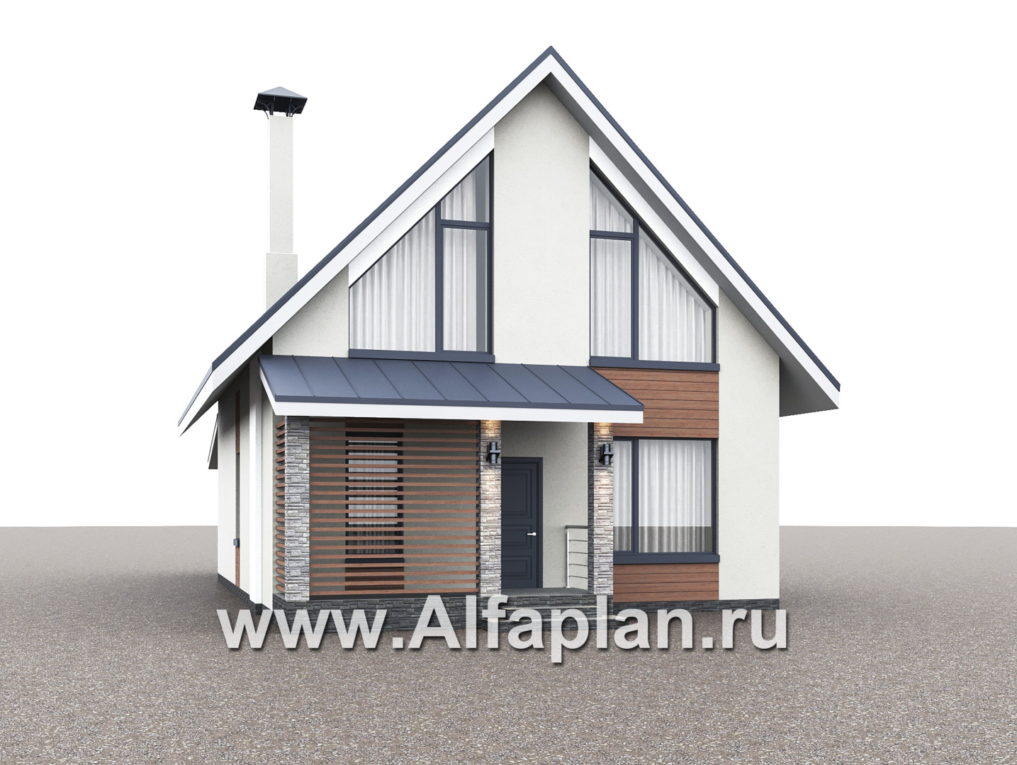 Проекты домов Альфаплан - "Генезис" - проект дома с мансардой, с террасой в современном стиле - дополнительное изображение №1