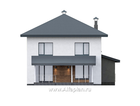 Проекты домов Альфаплан - "Чистая линия"  - проект дома, 2 этажа, мастер спальня, с террасой, в современном стиле - превью фасада №4