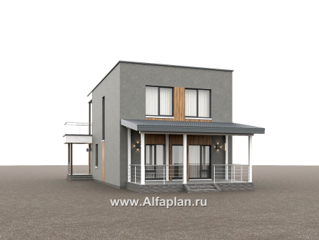 Проекты домов Альфаплан - "Викинг" - проект дома, 2 этажа, с сауной и с террасой, в стиле хай-тек - превью дополнительного изображения №3