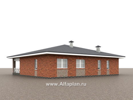 «Горизонталь» - проект одноэтажного дома с террасой, в немецком стиле, баварская кладка - превью дополнительного изображения №3