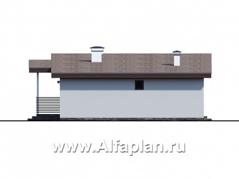 Проекты домов Альфаплан - «Вита» -проект одноэтажного каркасного дома с террасой, в скандинавском стиле - превью фасада №2