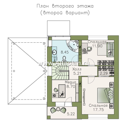 Проекты домов Альфаплан - Проект двухэтажного дома из кирпича «Серебро», с навесом для авто - превью плана проекта №3