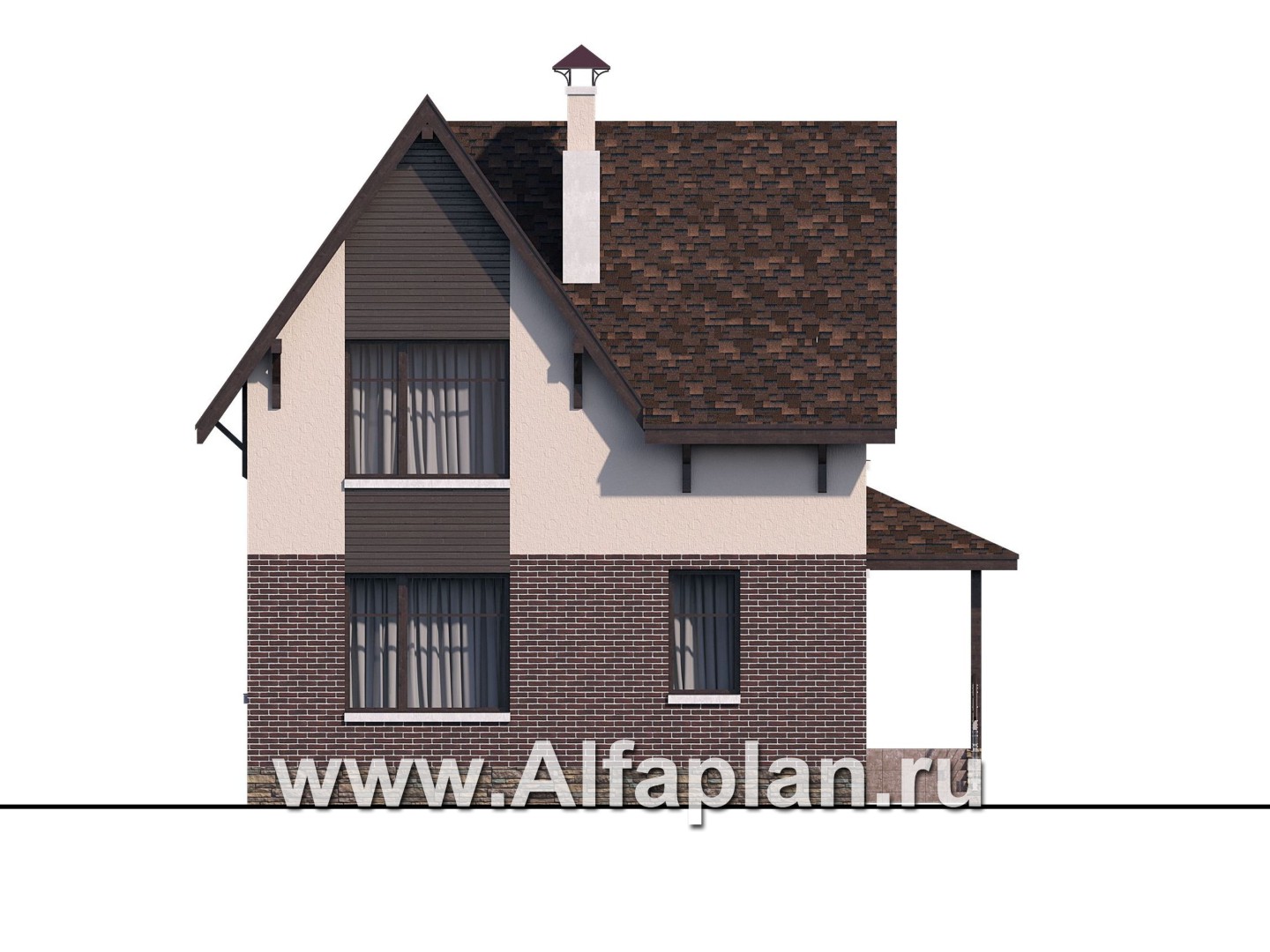 Проекты домов Альфаплан - «Оптима»- стильный современный дом из кирпичей или газобетона - изображение фасада №4
