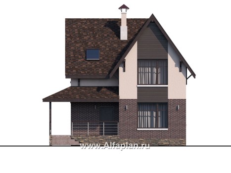 Проекты домов Альфаплан - «Оптима»- стильный современный дом из кирпичей или газобетона - превью фасада №1