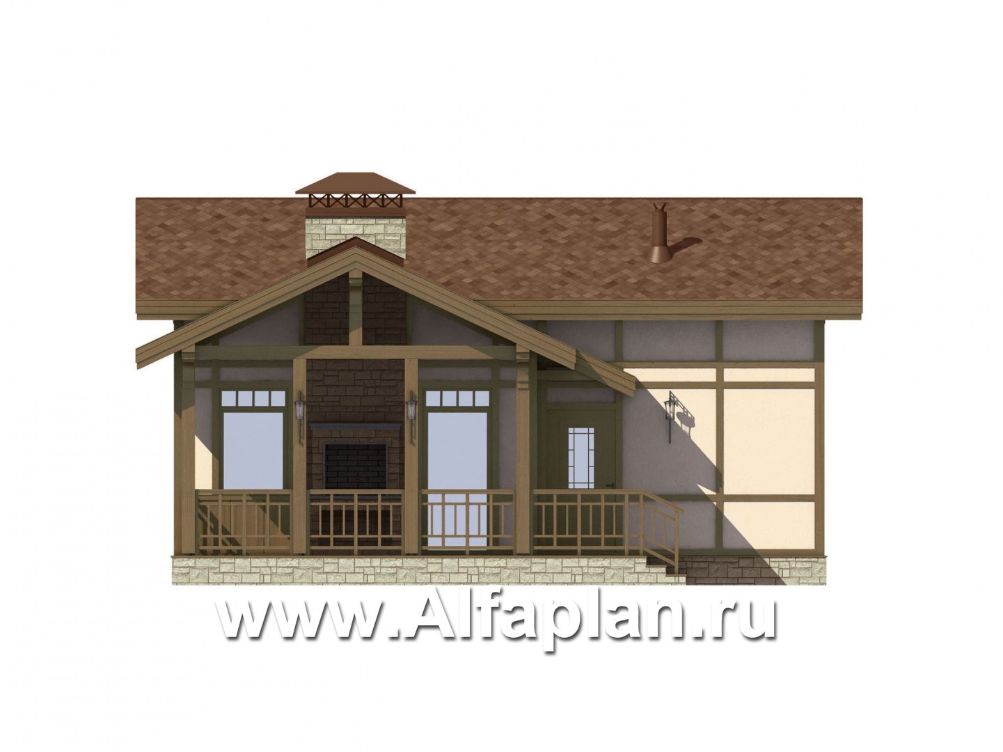 Проекты домов Альфаплан - Проект кирпичного дома для отдыха в фахверковом стиле - изображение фасада №2