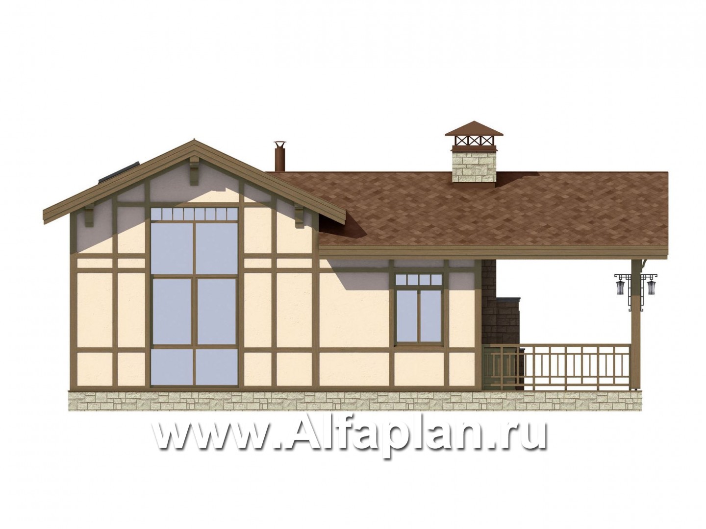 Проекты домов Альфаплан - Проект кирпичного дома для отдыха в фахверковом стиле - изображение фасада №3