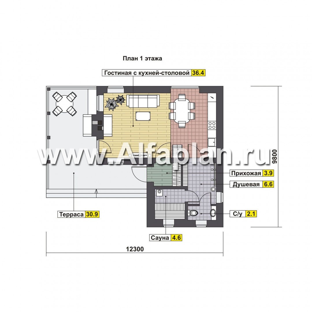 Проекты домов Альфаплан - Проект кирпичного дома для отдыха в фахверковом стиле - изображение плана проекта №1