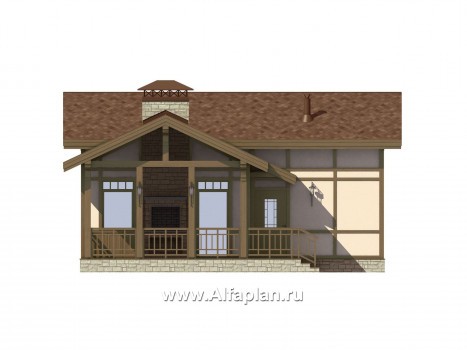 Проекты домов Альфаплан - Проект кирпичного дома для отдыха в фахверковом стиле - превью фасада №2