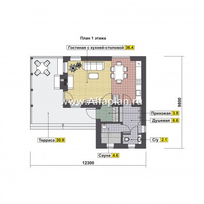 Проекты домов Альфаплан - Проект кирпичного дома для отдыха в фахверковом стиле - превью плана проекта №1