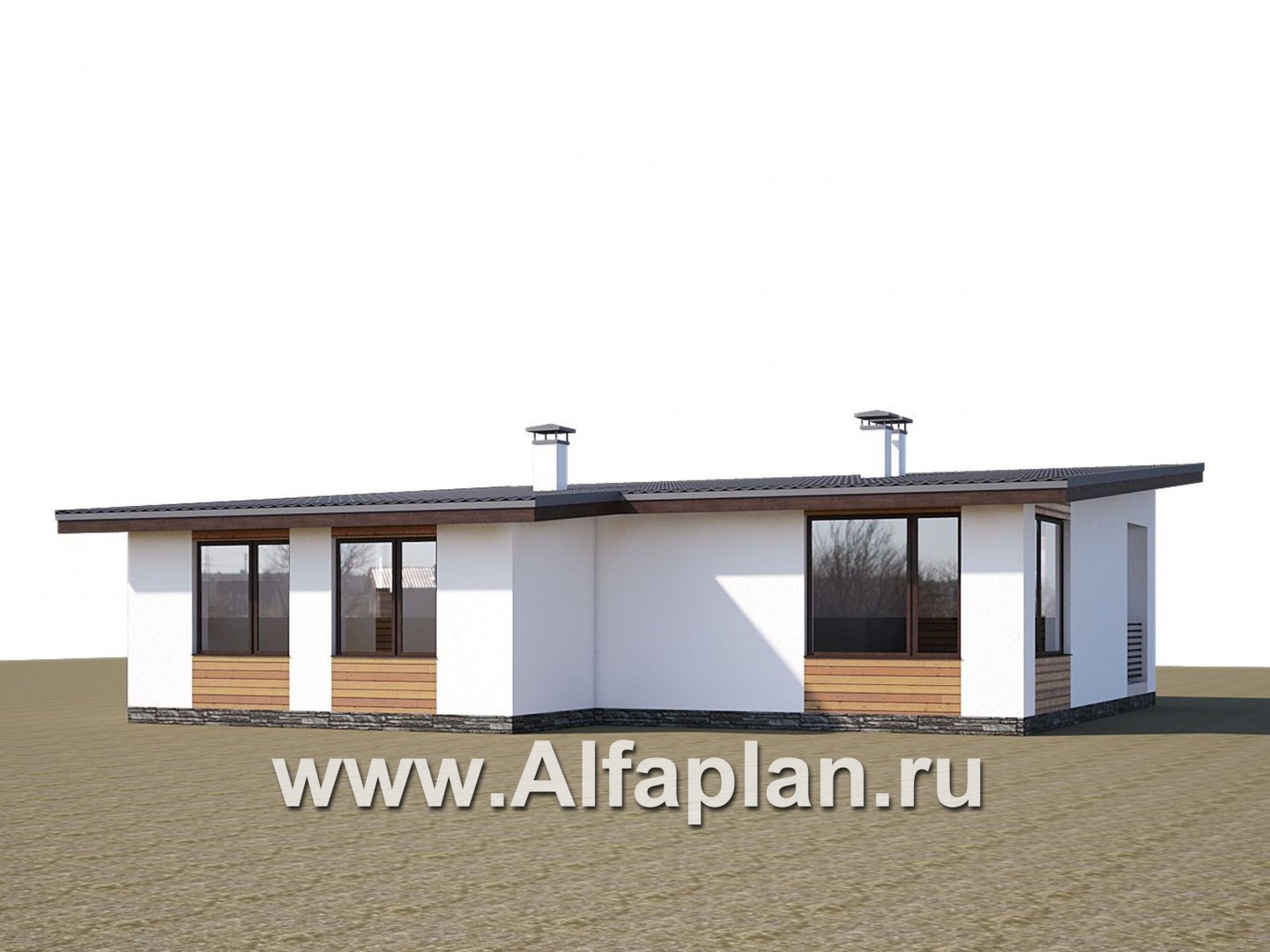 Проекты домов Альфаплан - «Эпсилон» - проект одноэтажного дома с террасой, в скандинавском стиле - дополнительное изображение №2