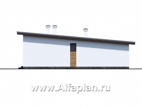 Проекты домов Альфаплан - «Эпсилон» - проект одноэтажного дома с террасой, в скандинавском стиле - превью фасада №2