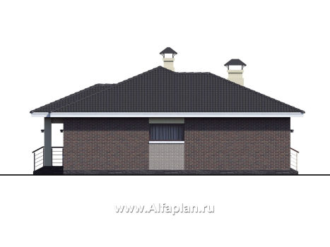 Проекты домов Альфаплан - «Ангара» - проект просторного одноэтажного дома, 5 спален - превью фасада №3