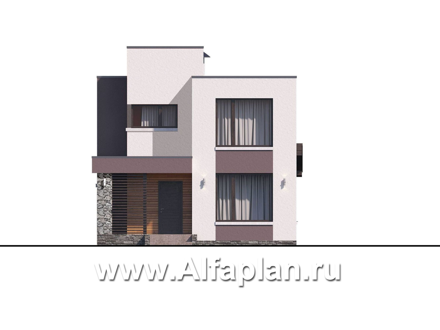 Проекты домов Альфаплан - «Арс» - дом с плоской кровлей для узкого участка - дополнительное изображение №4