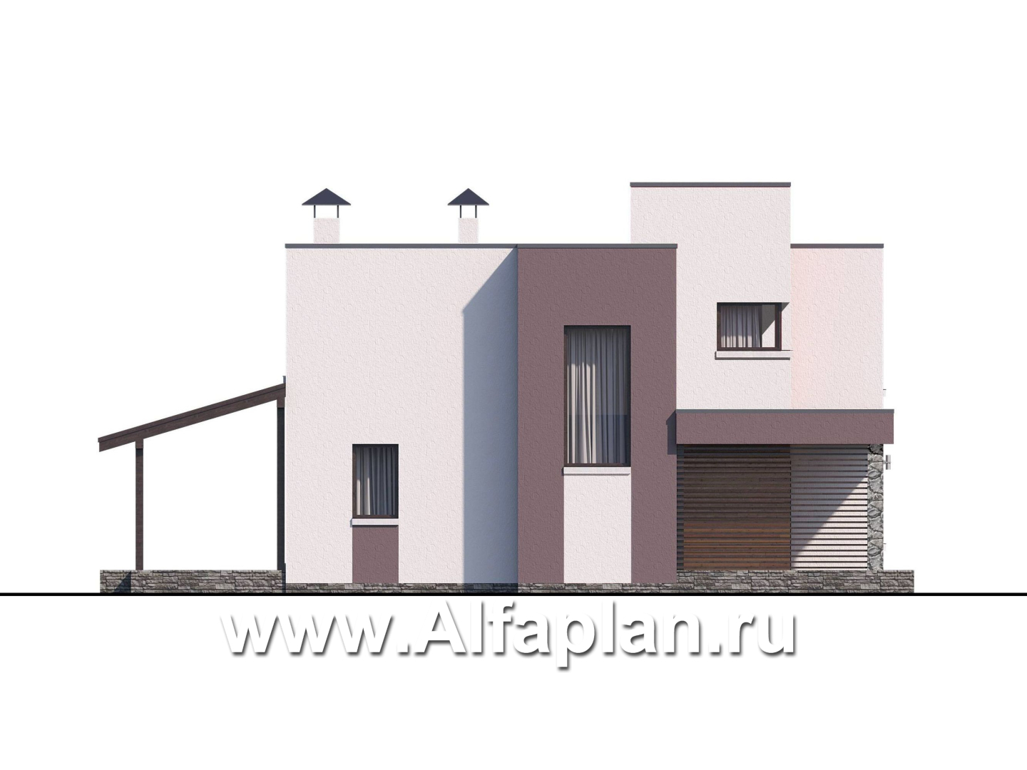Проекты домов Альфаплан - «Арс» - дом с плоской кровлей для узкого участка - дополнительное изображение №6
