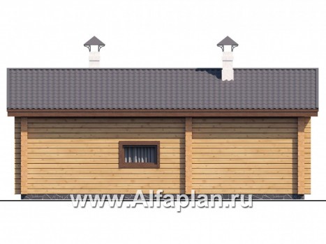 Проекты домов Альфаплан - Баня из клееного бруса с красивым эркером - превью фасада №4