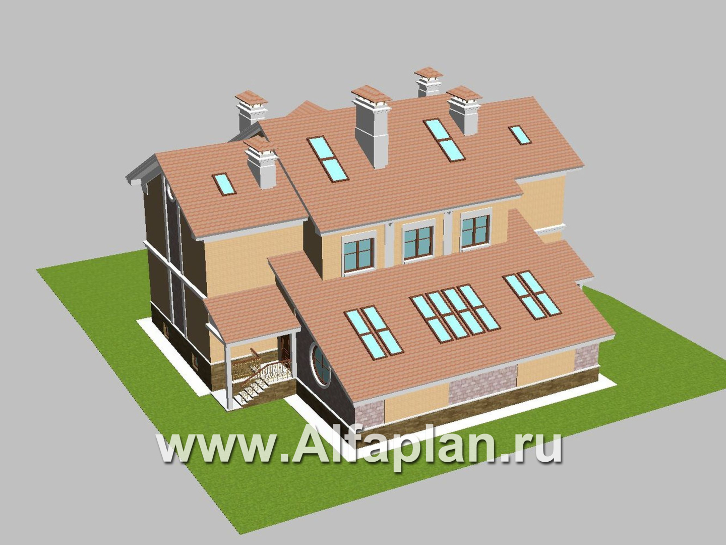 Проекты домов Альфаплан - «Поместье» - проект двухэтажного дома, с мансардойи двусветной гостиной, вилла в классическом стиле - дополнительное изображение №4